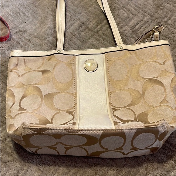 Coach Cream Shoulder Bag with Signature Monogram - Picture 3 of 7